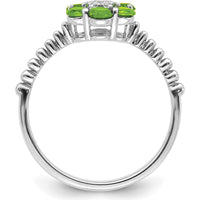 14K White Gold Peridot and Diamond Floral Ring with 6 Round Peridots and 7 Diamonds - 0.13 Carat Total Peridot Weight by 0