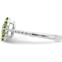 14K White Gold Peridot and Diamond Floral Ring with 6 Round Peridots and 7 Diamonds - 0.13 Carat Total Peridot Weight by 0