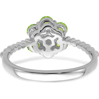 14K White Gold Peridot and Diamond Floral Ring with 6 Round Peridots and 7 Diamonds - 0.13 Carat Total Peridot Weight by 0