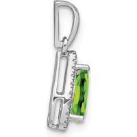 14K White Gold Peridot and Diamond Halo Pendant - 0.77 Carat Peridot, 0.105 Carat Diamonds by Lumare Gioia