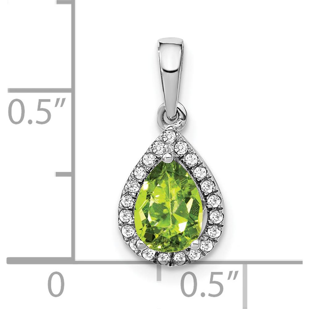 14K White Gold Peridot and Diamond Halo Pendant - 0.77 Carat Peridot, 0.105 Carat Diamonds by Lumare Gioia