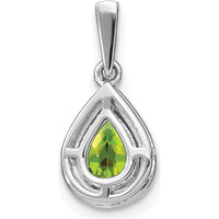 14K White Gold Peridot and Diamond Halo Pendant - 0.77 Carat Peridot, 0.105 Carat Diamonds by Lumare Gioia