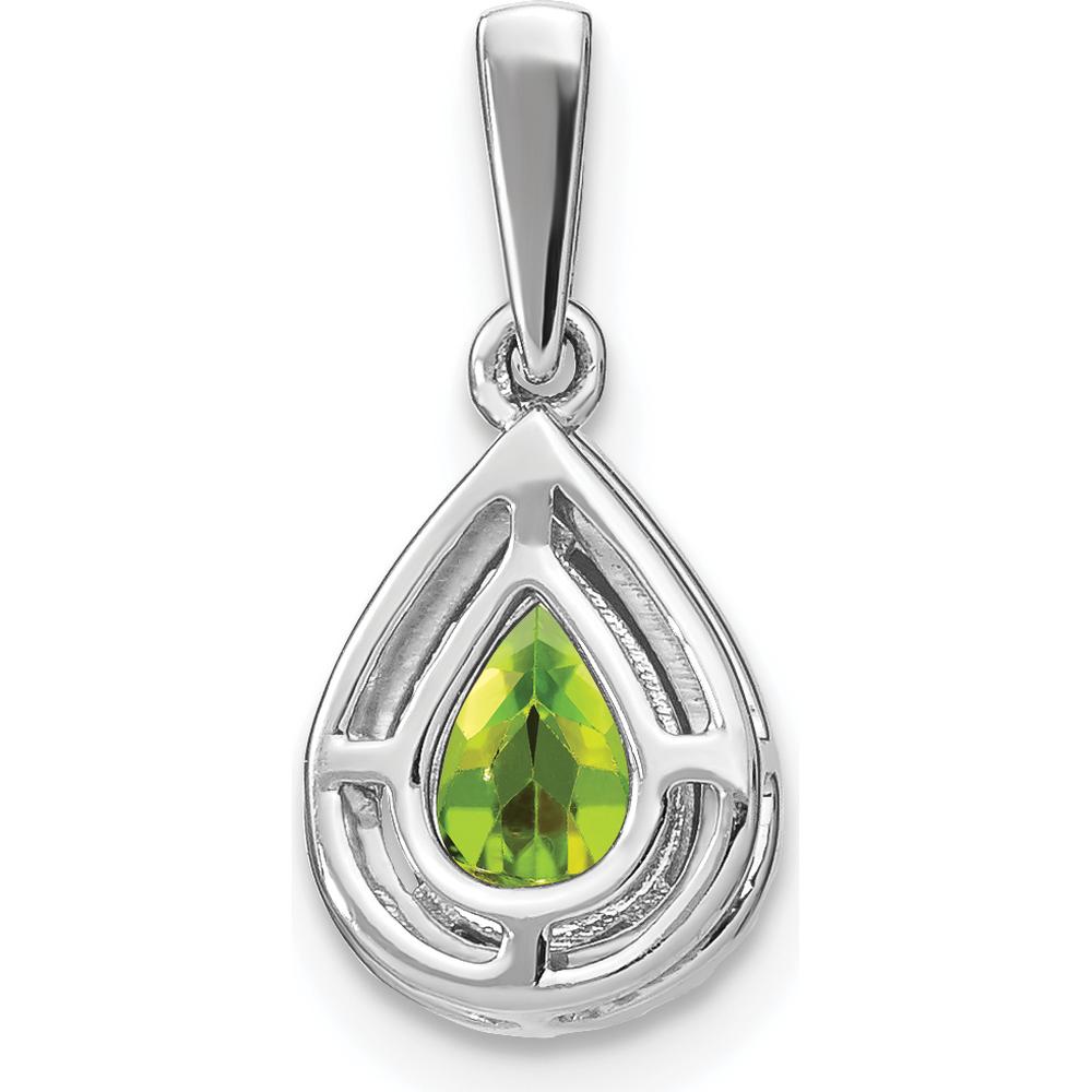 14K White Gold Peridot and Diamond Halo Pendant - 0.77 Carat Peridot, 0.105 Carat Diamonds by Lumare Gioia