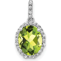 14K White Gold Peridot and Diamond Halo Pendant - 2.71 Carat Peridot, 0.13 Carat Total Diamond Weight by Lumare Gioia