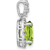 14K White Gold Peridot and Diamond Halo Pendant - 2.71 Carat Peridot, 0.13 Carat Total Diamond Weight by Lumare Gioia