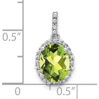 14K White Gold Peridot and Diamond Halo Pendant - 2.71 Carat Peridot, 0.13 Carat Total Diamond Weight by Lumare Gioia