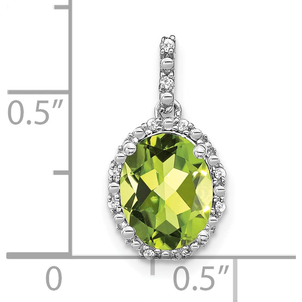 14K White Gold Peridot and Diamond Halo Pendant - 2.71 Carat Peridot, 0.13 Carat Total Diamond Weight by Lumare Gioia