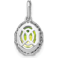 14K White Gold Peridot and Diamond Halo Pendant - 2.71 Carat Peridot, 0.13 Carat Total Diamond Weight by Lumare Gioia