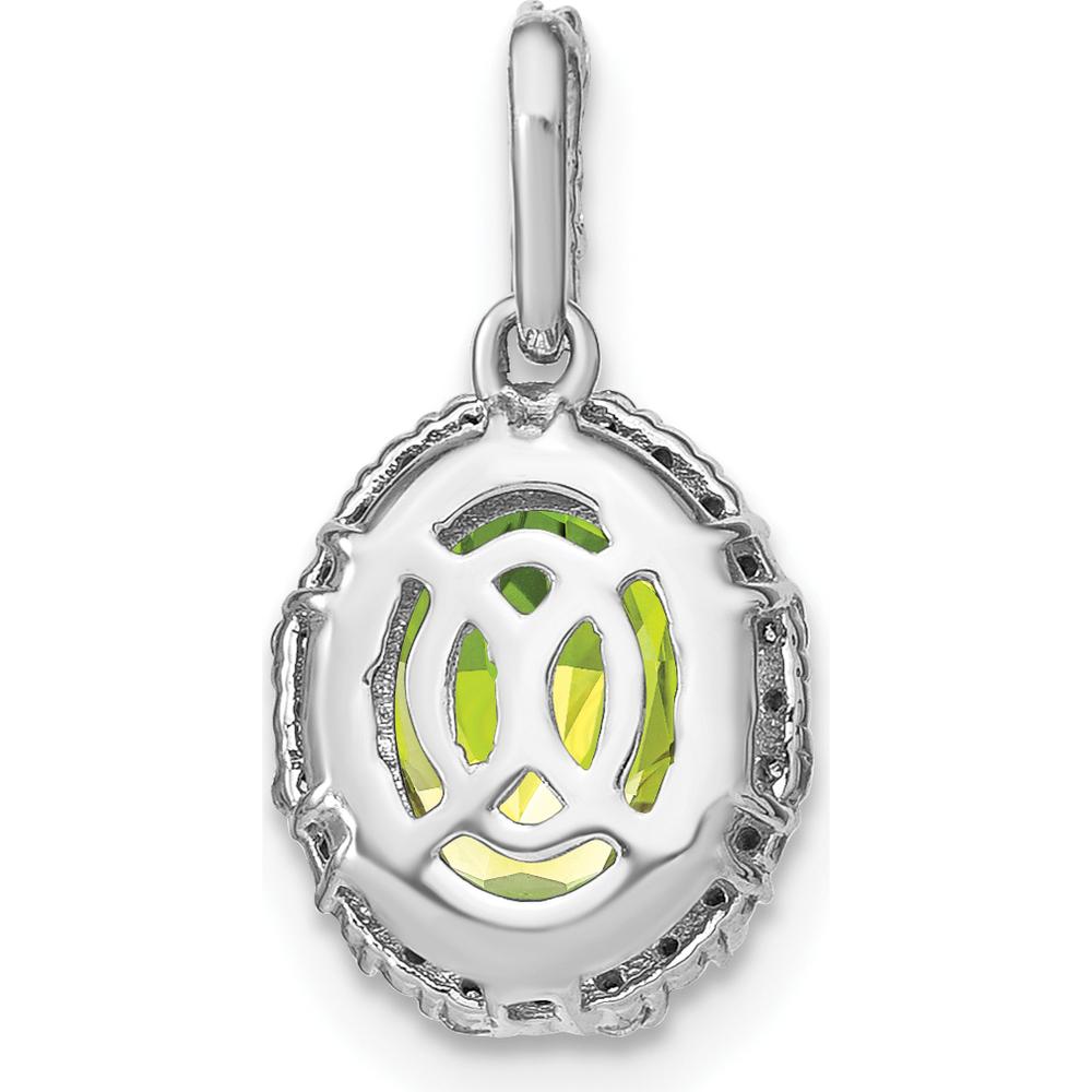 14K White Gold Peridot and Diamond Halo Pendant - 2.71 Carat Peridot, 0.13 Carat Total Diamond Weight by Lumare Gioia