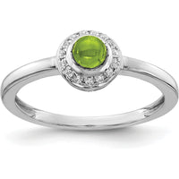 14K White Gold Peridot and Diamond Halo Ring - .298 Carat Peridot, .075 Carat Diamond by 0