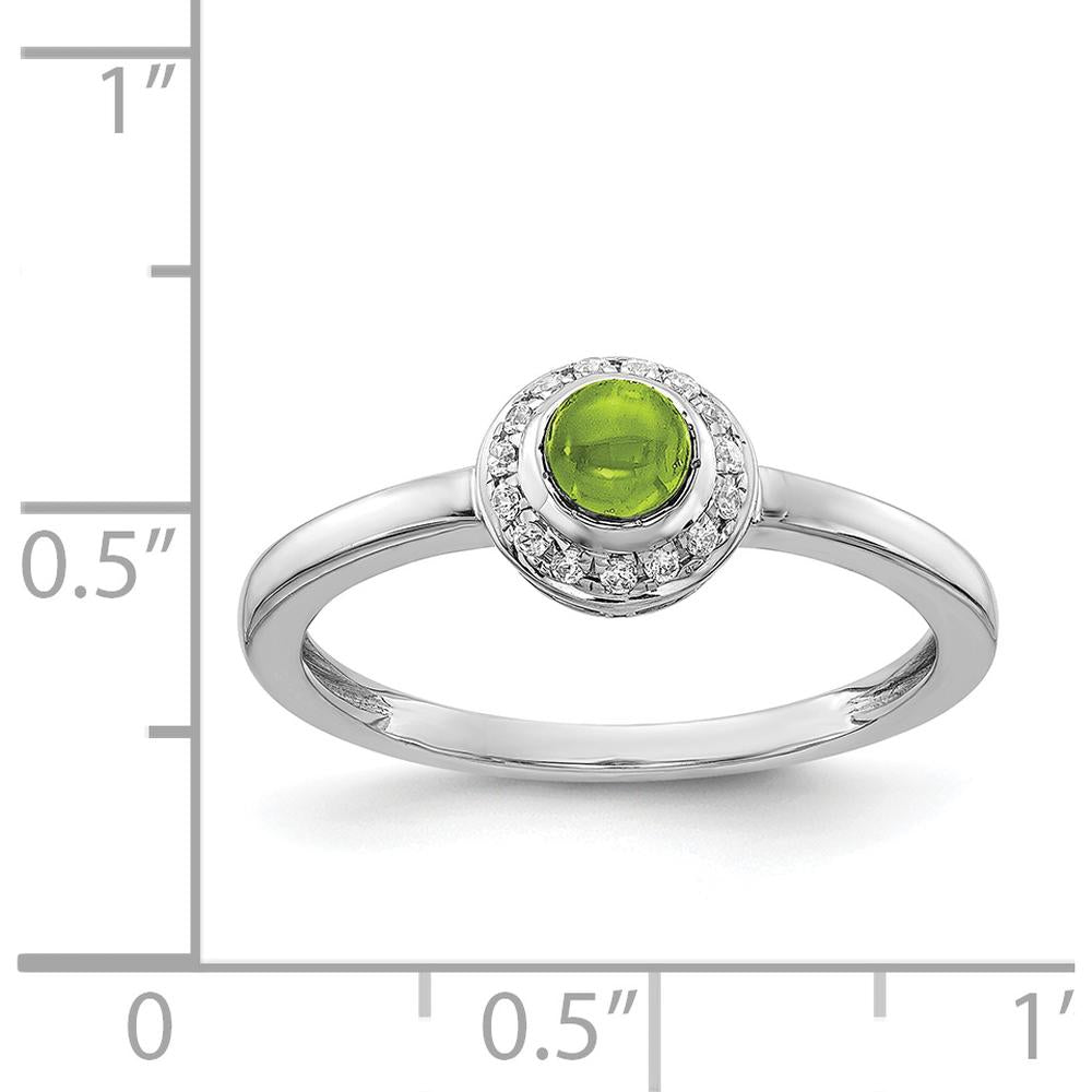 14K White Gold Peridot and Diamond Halo Ring - .298 Carat Peridot, .075 Carat Diamond by 0