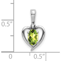14K White Gold Peridot and Diamond Heart Pendant - 0.45 Carat Peridot, 0.007 Carat Diamond by Oro Pregiato
