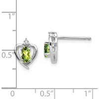 14K White Gold Peridot and Diamond Heart Post Earrings - 0.25 Carat Total Peridot Weight, 0.01 Carat Total Diamond Weight by Oro Pregiato