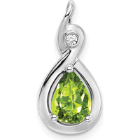 14K White Gold Peridot and Diamond Pendant - 0.97 Carat Peridot, 0.02 Carat Diamond by Lumare Gioia