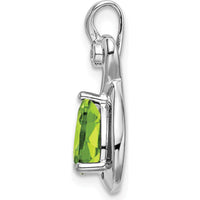 14K White Gold Peridot and Diamond Pendant - 0.97 Carat Peridot, 0.02 Carat Diamond by Lumare Gioia