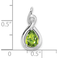 14K White Gold Peridot and Diamond Pendant - 0.97 Carat Peridot, 0.02 Carat Diamond by Lumare Gioia