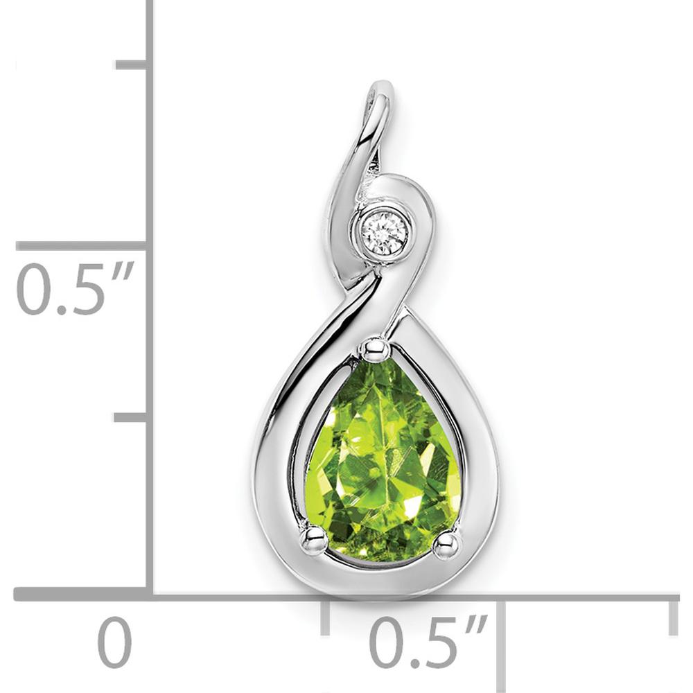14K White Gold Peridot and Diamond Pendant - 0.97 Carat Peridot, 0.02 Carat Diamond by Lumare Gioia
