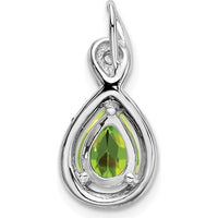 14K White Gold Peridot and Diamond Pendant - 0.97 Carat Peridot, 0.02 Carat Diamond by Lumare Gioia