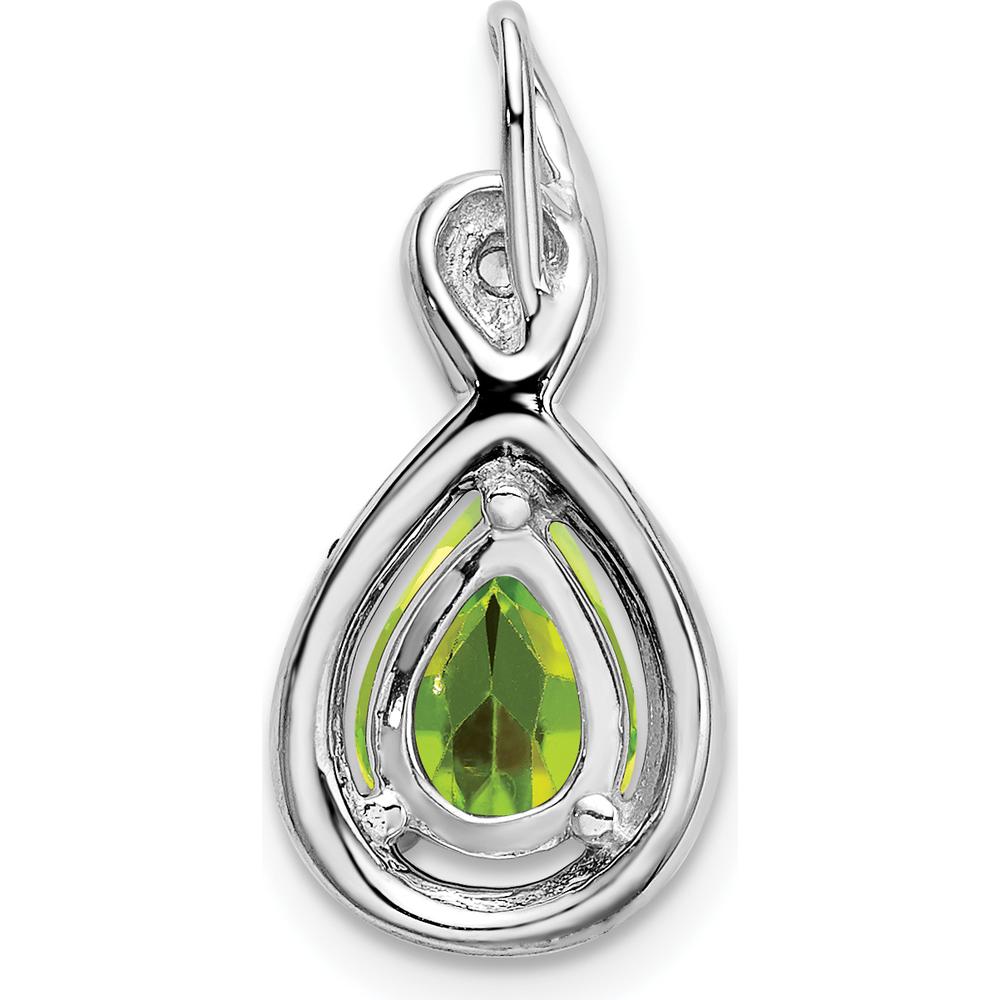 14K White Gold Peridot and Diamond Pendant - 0.97 Carat Peridot, 0.02 Carat Diamond by Lumare Gioia