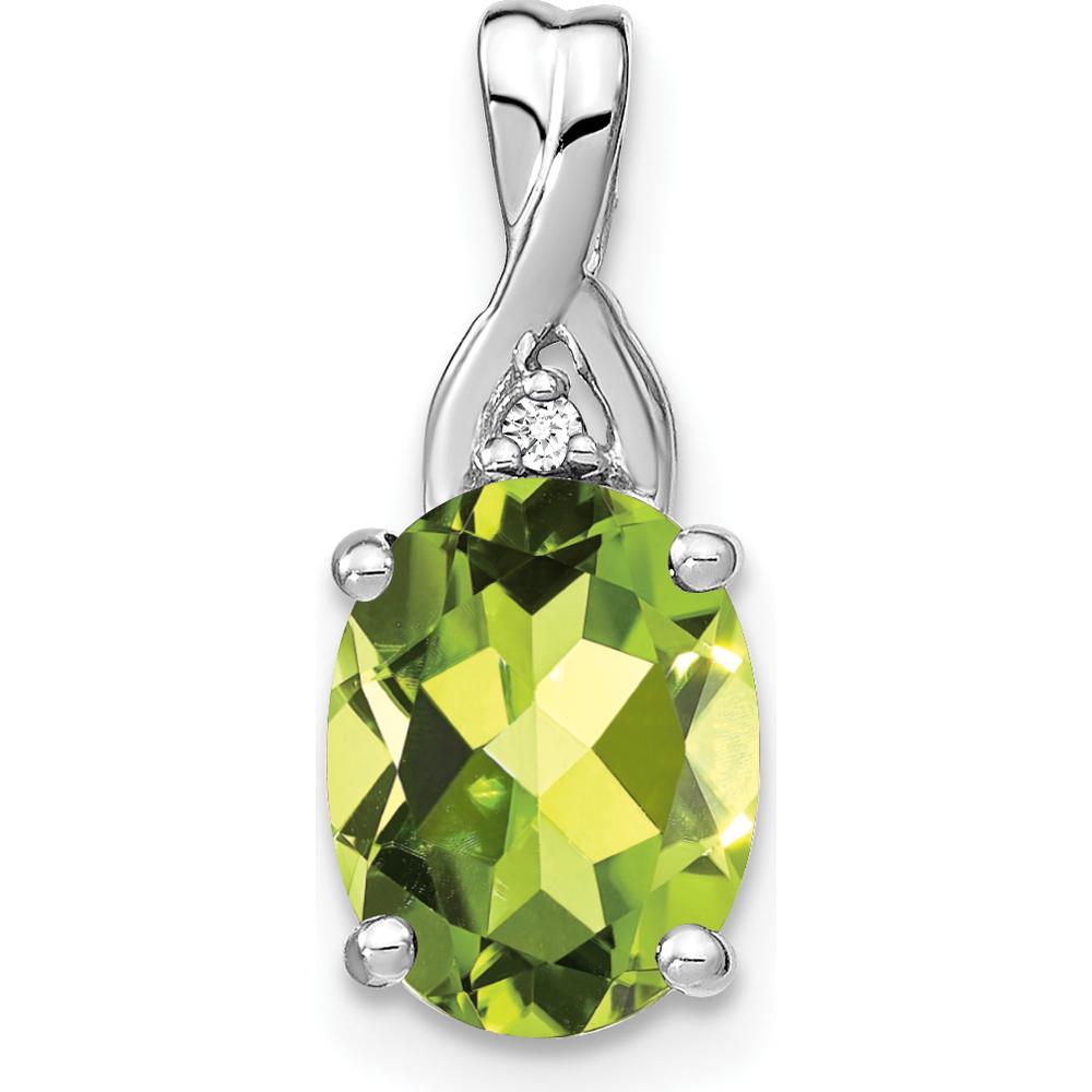 14K White Gold Peridot and Diamond Pendant - 2.01 Carat Total Gem Weight by Lumare Gioia