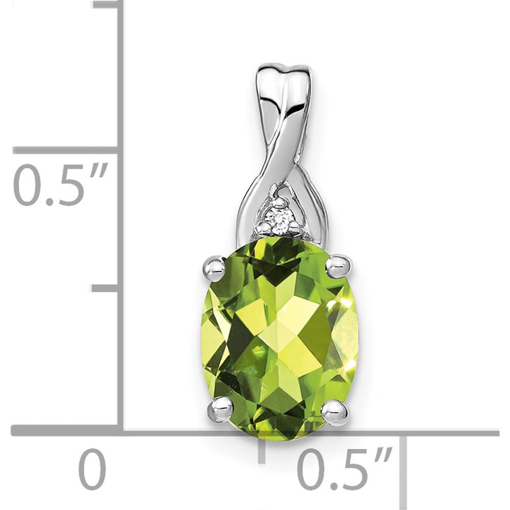 14K White Gold Peridot and Diamond Pendant - 2.01 Carat Total Gem Weight by Lumare Gioia