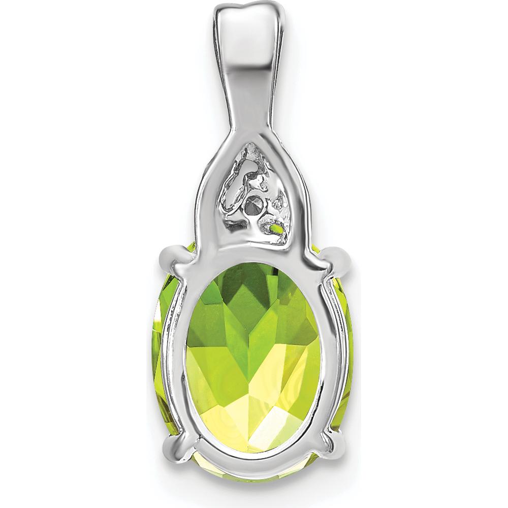 14K White Gold Peridot and Diamond Pendant - 2.01 Carat Total Gem Weight by Lumare Gioia