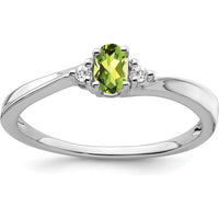 14K White Gold Peridot and Diamond Ring with 0.25 Carat Peridot and 0.02 Carat Total Diamond Weight by 0