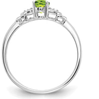 14K White Gold Peridot and Diamond Ring with 0.45 Carat Oval Peridot and 0.01 Carat Total Diamond Weight by Oro Pregiato