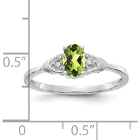 14K White Gold Peridot and Diamond Ring with 0.45 Carat Oval Peridot and 0.01 Carat Total Diamond Weight by Oro Pregiato