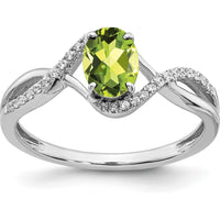14K White Gold Peridot and Diamond Twist Ring - 1.205 Carat Peridot, 0.018 Carat Total Diamond Weight by 0