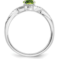 14K White Gold Peridot and Diamond Twist Ring - 1.205 Carat Peridot, 0.018 Carat Total Diamond Weight by 0