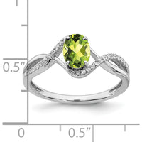 14K White Gold Peridot and Diamond Twist Ring - 1.205 Carat Peridot, 0.018 Carat Total Diamond Weight by 0