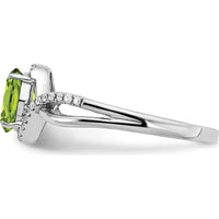 14K White Gold Peridot and Diamond Twist Ring - 1.205 Carat Peridot, 0.018 Carat Total Diamond Weight by 0