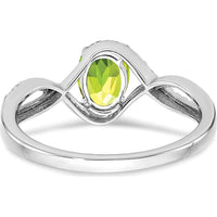 14K White Gold Peridot and Diamond Twist Ring - 1.205 Carat Peridot, 0.018 Carat Total Diamond Weight by 0