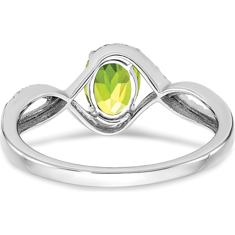 14K White Gold Peridot and Diamond Twist Ring - 1.205 Carat Peridot, 0.018 Carat Total Diamond Weight by 0