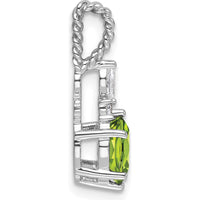 14K White Gold Peridot and Diamond Twisted Pendant with Marquise and Round Cut Diamonds - 0.80 Carat Total Diamond Weight by Oro Pregiato