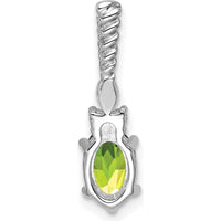14K White Gold Peridot and Diamond Twisted Pendant with Marquise and Round Cut Diamonds - 0.80 Carat Total Diamond Weight by Oro Pregiato