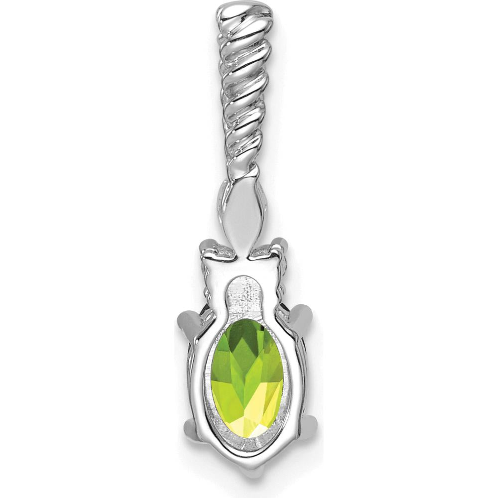 14K White Gold Peridot and Diamond Twisted Pendant with Marquise and Round Cut Diamonds - 0.80 Carat Total Diamond Weight by Oro Pregiato