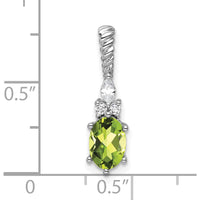 14K White Gold Peridot and Diamond Twisted Pendant with Marquise and Round Cut Diamonds - 0.80 Carat Total Diamond Weight by Oro Pregiato