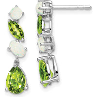 14K White Gold Peridot and Opal Dangle Earrings - 1.43 Carat Total Gem Weight by Monteluci Fine Jewelry