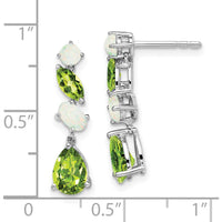 14K White Gold Peridot and Opal Dangle Earrings - 1.43 Carat Total Gem Weight by Monteluci Fine Jewelry