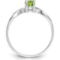 14K White Gold Peridot Birthstone Ring - 0.45 Carat Oval Peridot by Oro Pregiato
