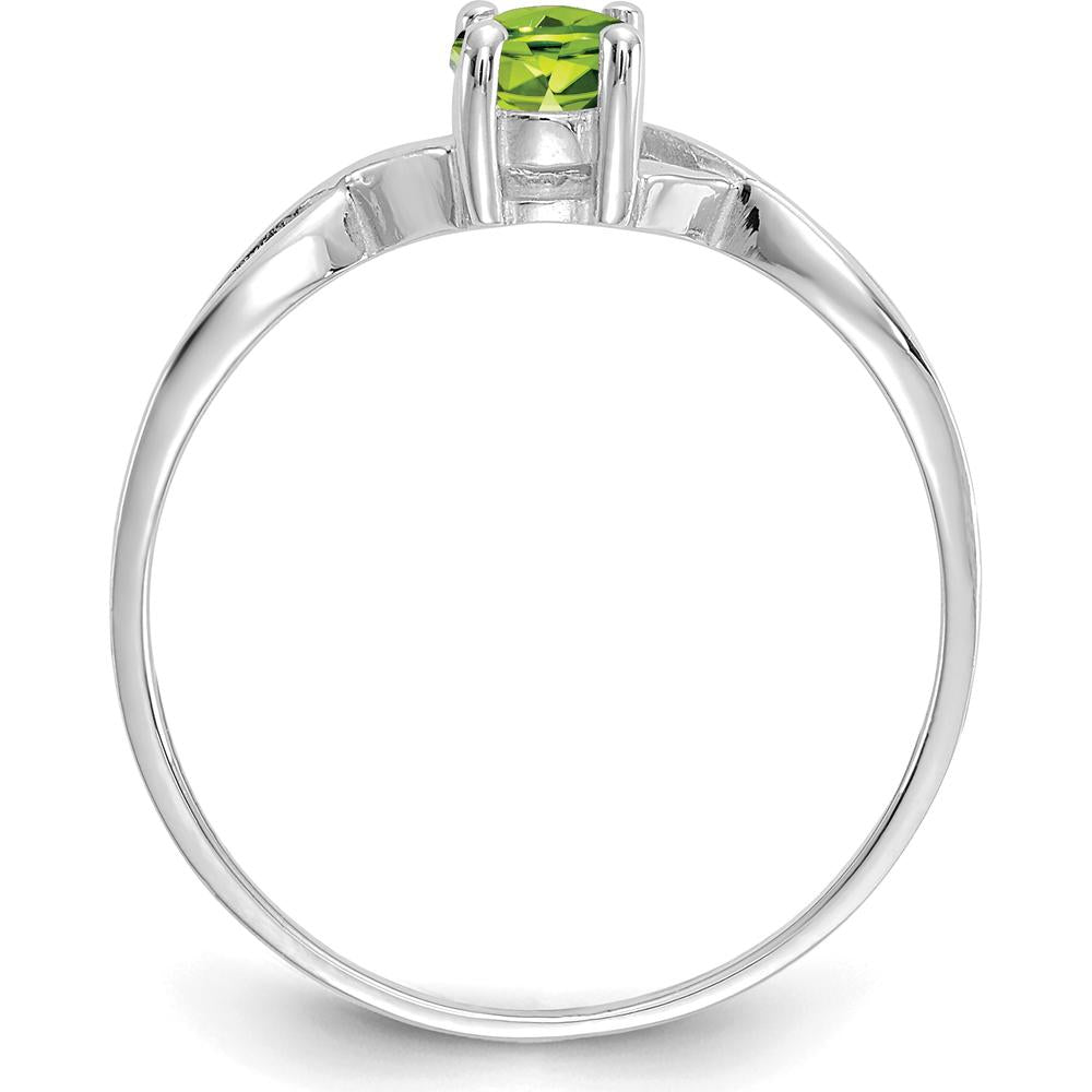 14K White Gold Peridot Birthstone Ring - 0.45 Carat Oval Peridot by Oro Pregiato
