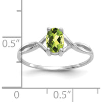 14K White Gold Peridot Birthstone Ring - 0.45 Carat Oval Peridot by Oro Pregiato