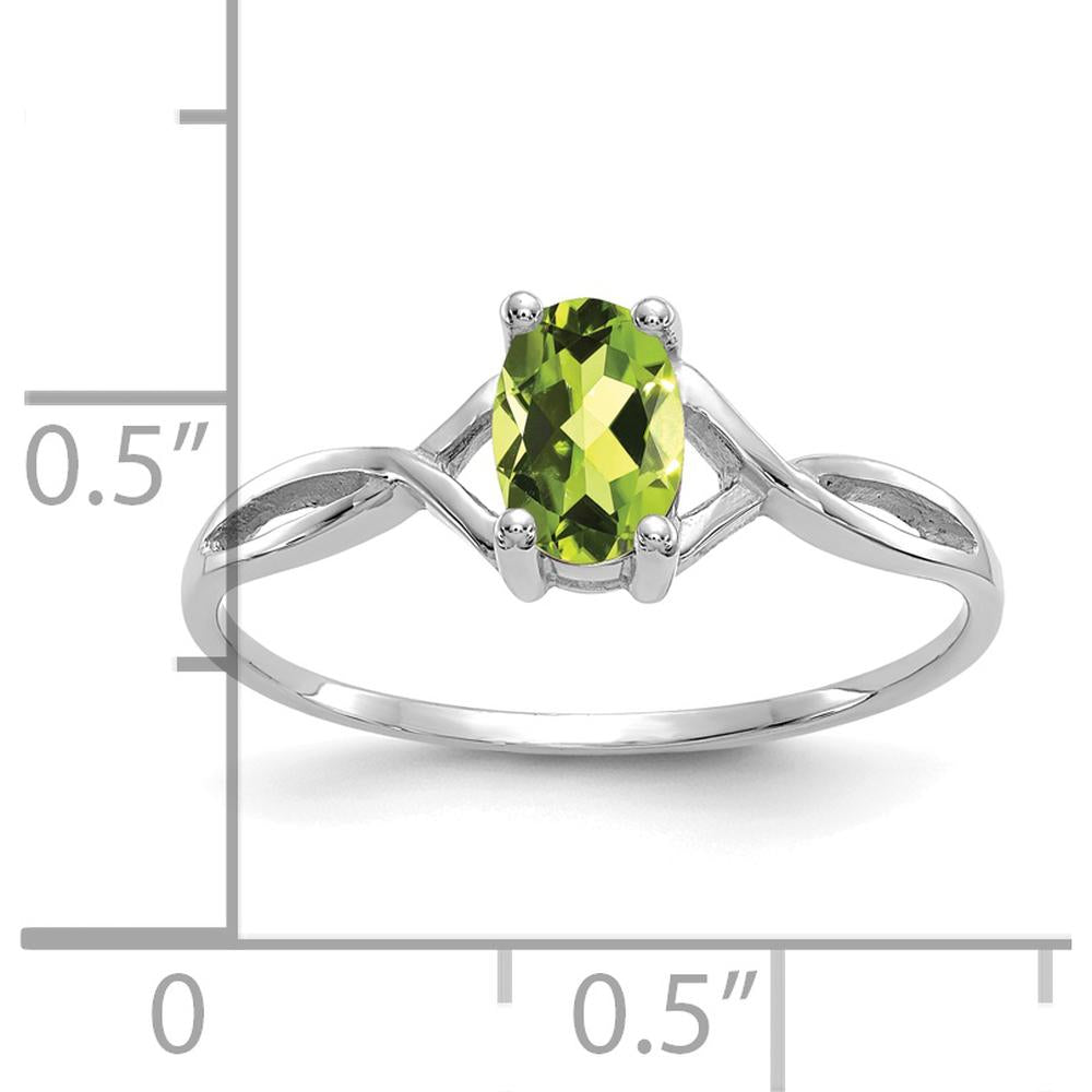 14K White Gold Peridot Birthstone Ring - 0.45 Carat Oval Peridot by Oro Pregiato