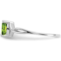 14K White Gold Peridot Birthstone Ring - 0.45 Carat Oval Peridot by Oro Pregiato