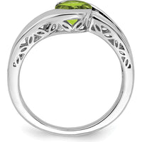 14K White Gold Peridot Bypass Ring with Round 6mm Natural Peridot - 0.878 Carat Total Gemstone Weight by 0