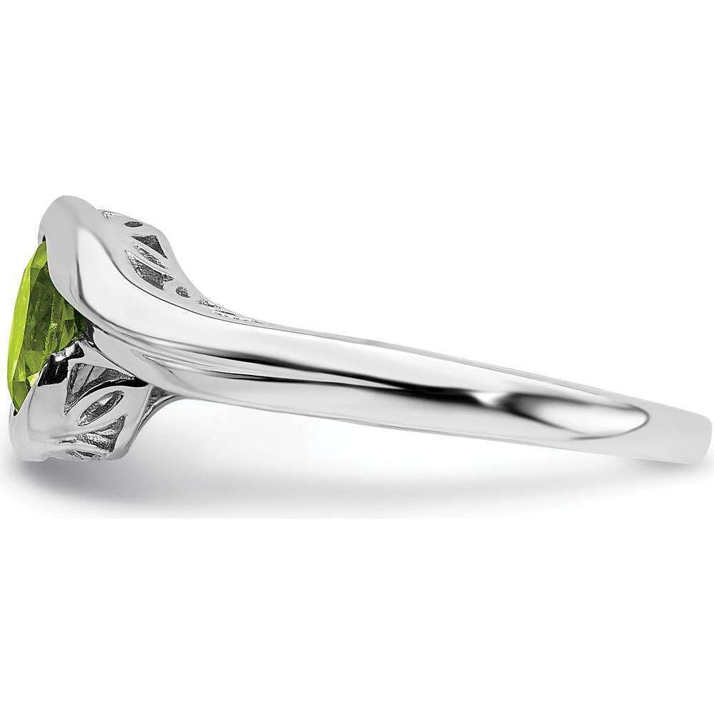 14K White Gold Peridot Bypass Ring with Round 6mm Natural Peridot - 0.878 Carat Total Gemstone Weight by 0