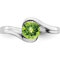 14K White Gold Peridot Bypass Ring with Round 6mm Natural Peridot - 0.878 Carat Total Gemstone Weight by 0