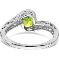 14K White Gold Peridot Bypass Ring with Round 6mm Natural Peridot - 0.878 Carat Total Gemstone Weight by 0